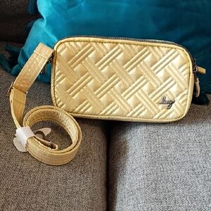 Lug Gold Quilted Crossbody Bag